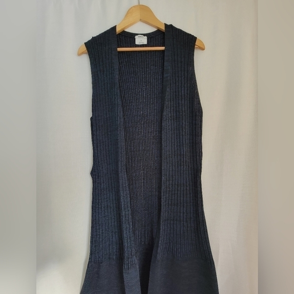 Nwot DKNY Heathered Blue Ribbed Sleeveless Cardigan - Picture 3 of 16